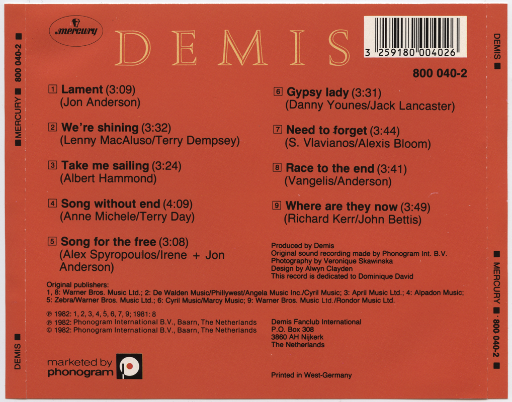 Перевод песни демиса. Vangelis and demis Roussos 1982. Demis Roussos Gypsy Lady. Demis Roussos demis 1982 Cover back. Demis Roussos Lament.